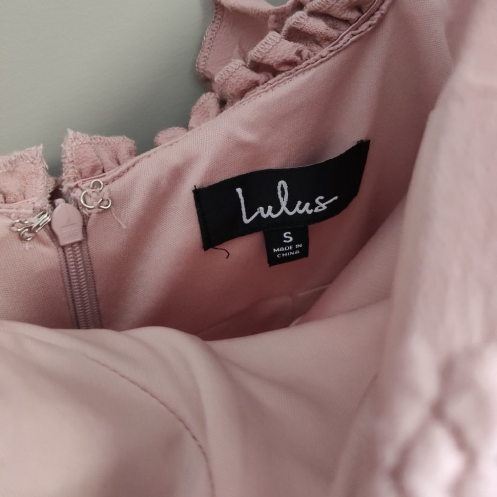 Lulu's Ruffle Strap Mini Dress Bodycon Pink Small - Picture 11 of 12